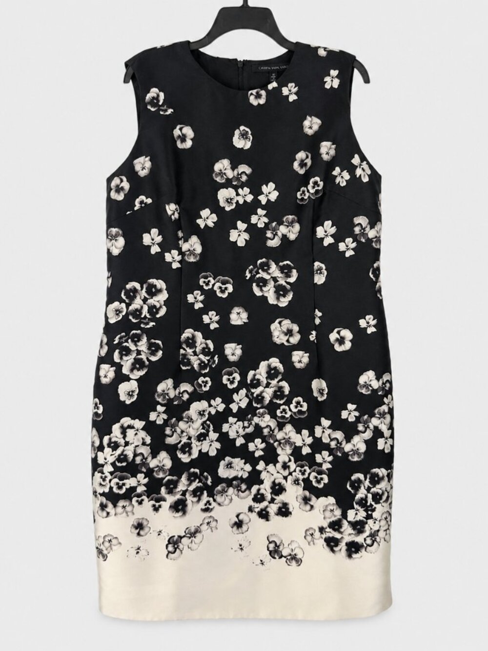 Carmen Marc Valvo Size 18 Black Ivory Floral Sheath Dress VGUC